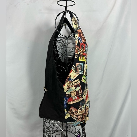 Vintage Desert West by sherry holt western cowboy printed vest size L - Picture 6 of 7